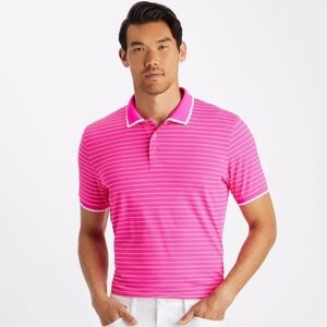 G/Fore Fine Line Rib Collar Tech Pique Polo Day Glo Pink SzL